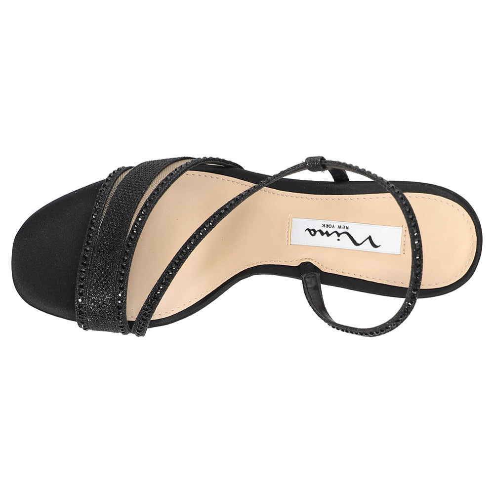 Shop Black Womens Nina Abbi Rhinestone Slingback Evening Sandals