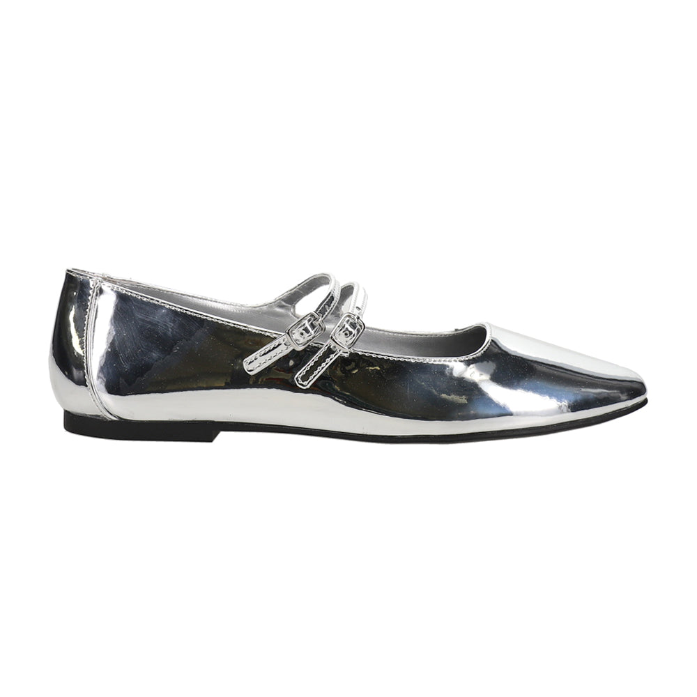 Steve Madden Alisah Mary Jane Ballet Flats - Silver - 7 Steve Madden Alisah Mary Jane Ballet Flats - Silver - 7