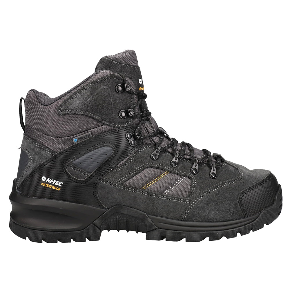 Shop Black Mens Hi-Tec Rock Mid WP Lace Up Hiking Boots â Shoebacca