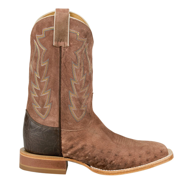 Shop Brown Mens Quincy Sueded Ostrich Embroidered Square Toe