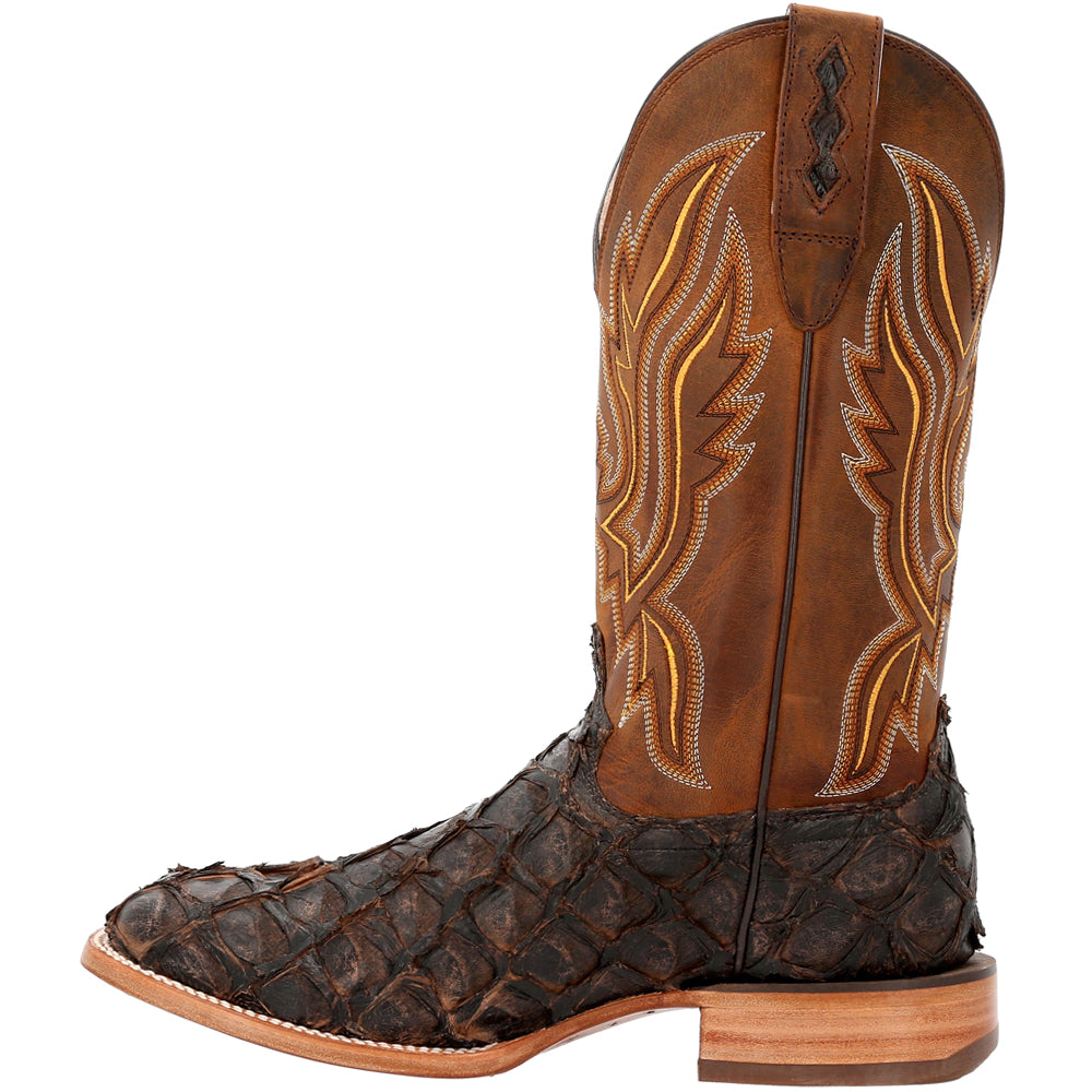 Shop Brown Mens Durango Premium Exotics Pirarucu Embroidered Square Toe ...