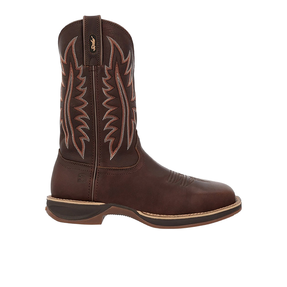 Shop Brown Mens Rebel Ultra-Lite Embroidered Square Toe Pull On