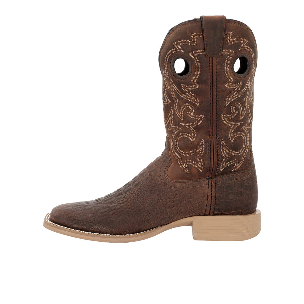 Shop Brown Mens Shyloh Crocodile Square Toe Pull On Cowboy Boots