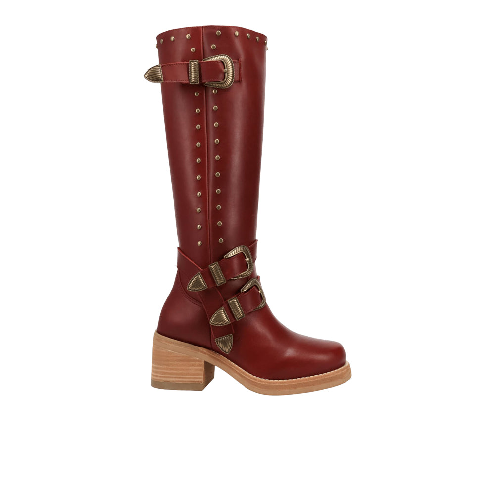 Shop Red Womens Fillmore Leather Round Toe Zippered Boots – Shoebacca