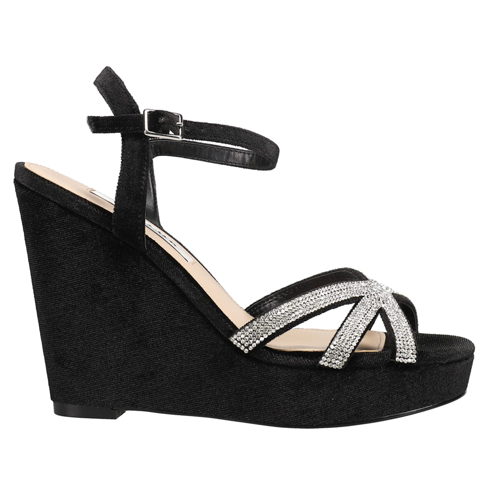 Shop Black Womens Nina Dion Platform Wedge Sandal – Shoebacca