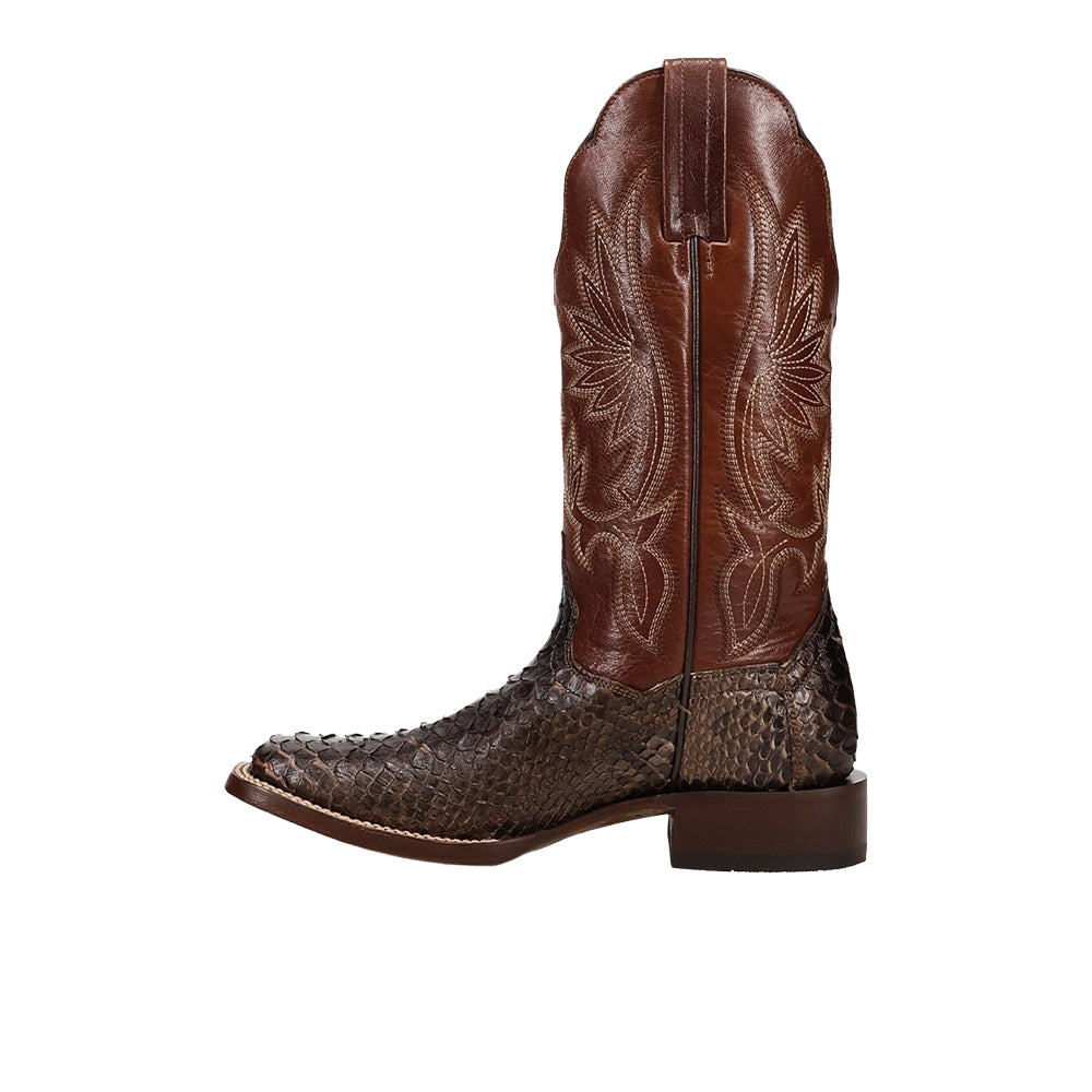 Women's Roper Python Square Toe Boots Shop Brown Womens Amara Python Square Toe Pull On Cowboy Boots – Shoebacca