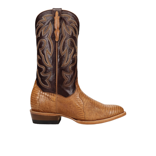 Shop Brown Mens Spurline Teju Lizard Round Toe Pull On Cowboy