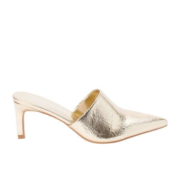 Shop Gold Womens Garret Metallic Pointed Toe Mules – Shoebacca
