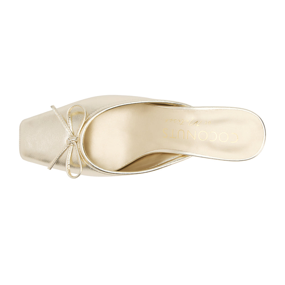Shop Gold Womens Geneva Metallic Square Toe Block Heel Mules