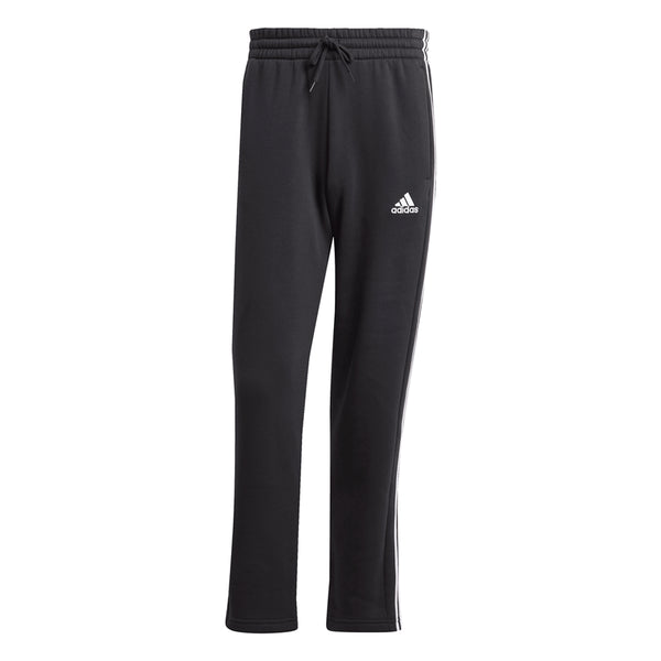 Shop Black Mens Essentials 3-Stripes Open Hem Fleece Joggers