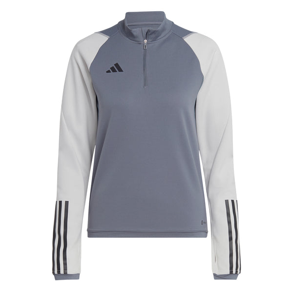 Shop Grey Womens Tiro23 Competition Collared Long Sleeve Quarter