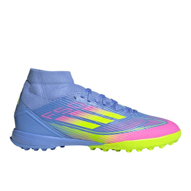 adidas F50 League Mid-Cut Turf Soccer Shoes - Women's - Blue Fusion / Lucid Lemon / Lucid Pink