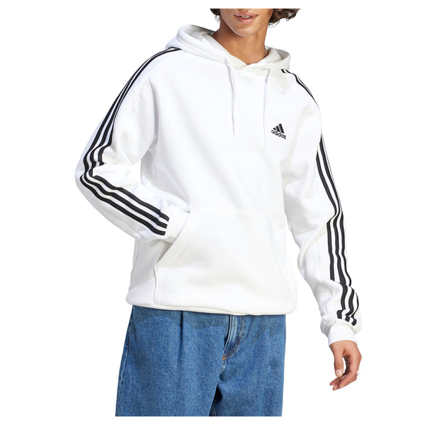 Shop White Mens Essentials Fleece 3-Stripes Hoodie – Shoebacca