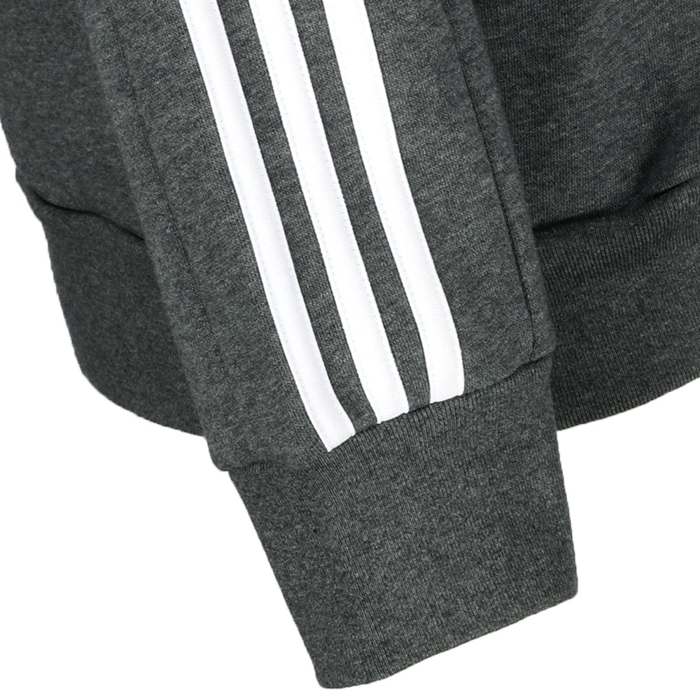 Shop Grey Mens Essentials Fleece 3-Stripes Full Zip Hoodie – Shoebacca