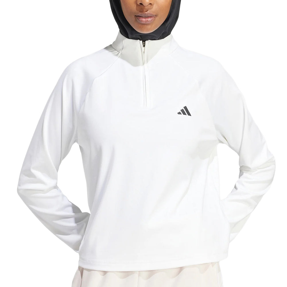 Shop White Womens Train Essentials Minimal Branding Quarter Zip
