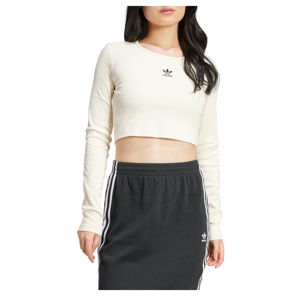 Shop Off White Womens Essentials Crop Crew Neck Long Sleeve T