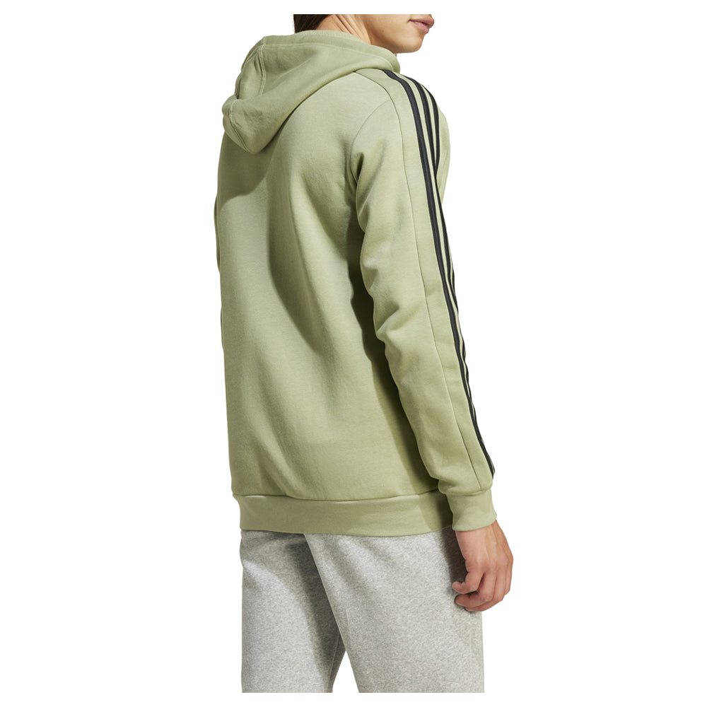 Shop Green Mens Essentials Fleece 3-Stripes Full Zip Hoodie