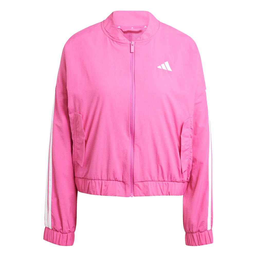 Shop Pink Womens Essentials 3-Stripes Lifestyle Woven Bomber Full
