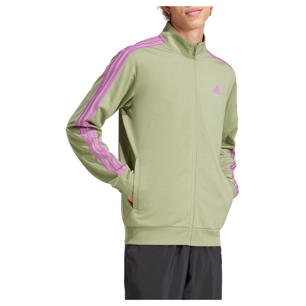 Shop Green Mens Essentials Warm Up Striped Track Full Zip Jacket