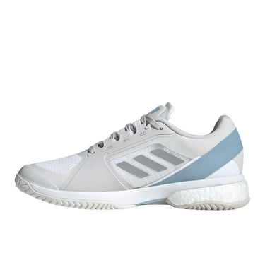 adidas Women's Stella McCartney Court Tennis Shoes (White/Silver Metallic/Wonder Blue) 9