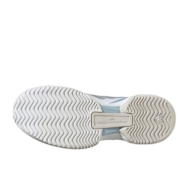 adidas Women's Stella McCartney Court Tennis Shoes (White/Silver Metallic/Wonder Blue) 9
