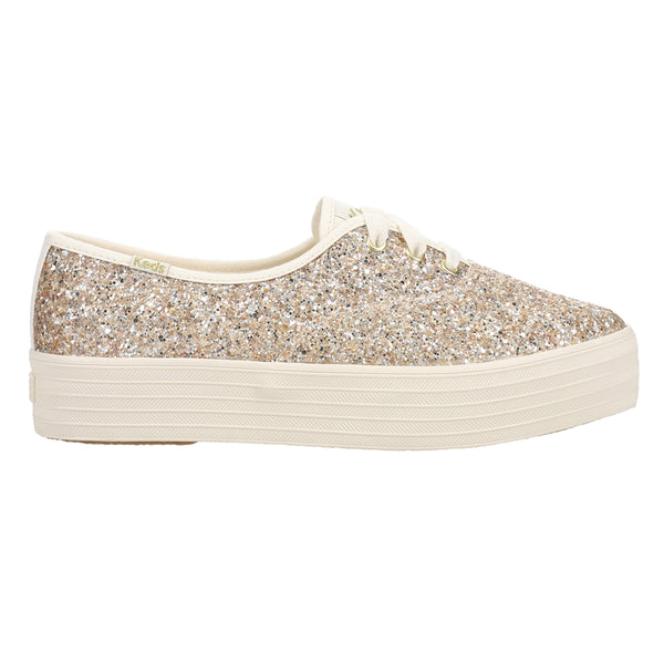Shop Gold Womens Keds Point Glitter Celebrations Lace Up Sneakers