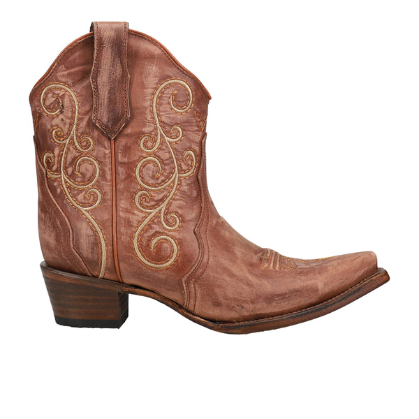 brown dress boots womens Circle G Western Boots Womens Ankle Triad Embroidery Bronze L6070