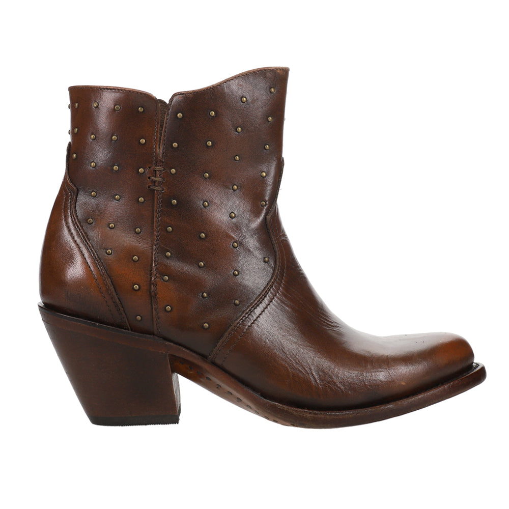 Shop Brown Womens Lucchese Harley Cowhide Zippered Studded Round Toe Cowboy Booties Shoebacca Shop Brown Womens Lucchese Harley Cowhide Zippered Studded Round Toe Cowboy Booties Shoebacca
