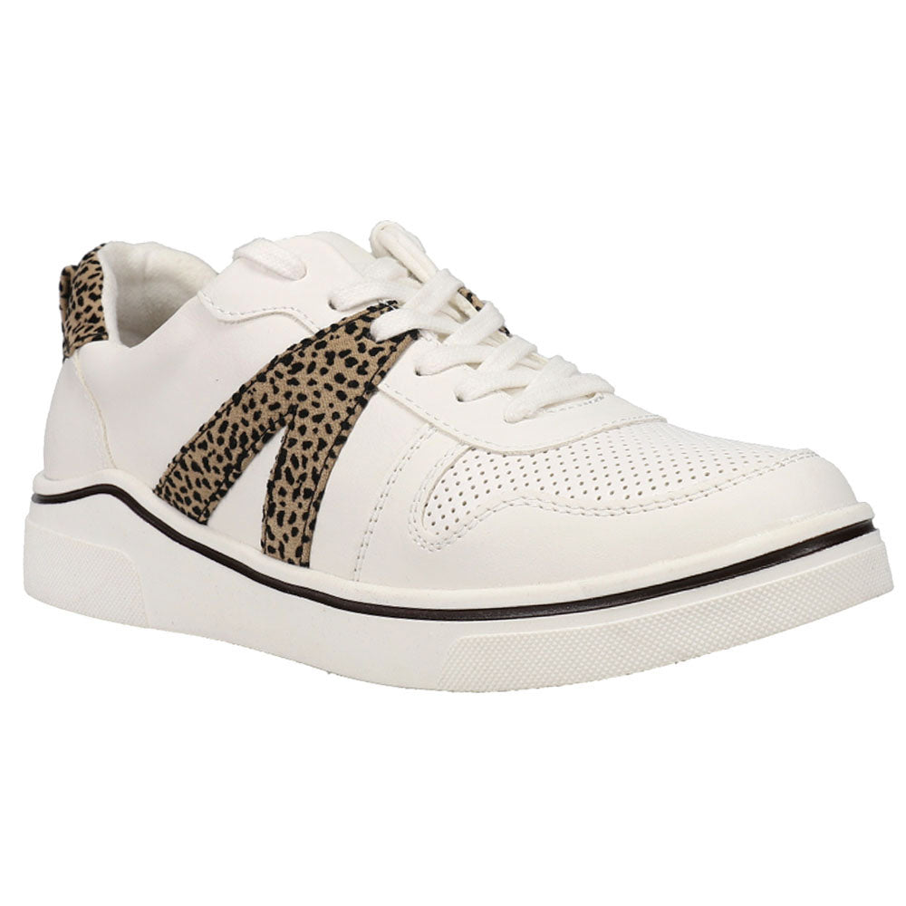 Shop Black, Brown, White Womens MIA Alta Cheetah Lace Up Sneakers â Shoebacca