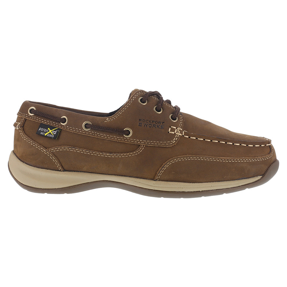 Rockport Works Women's Sailing Club Steel Toe Boat Shoes, Brown