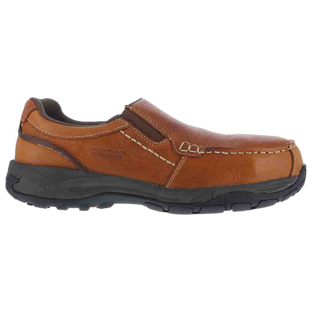 Rockport RK6748 Men's Brown Composite Toe Slip On Extreme Light Work Shoe Rockport RK6748 Men's Brown Composite Toe Slip On Extreme Light Work Shoe