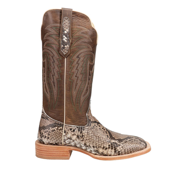 Shop Brown Mens R. Watson Boots Python Embroidered Square Toe
