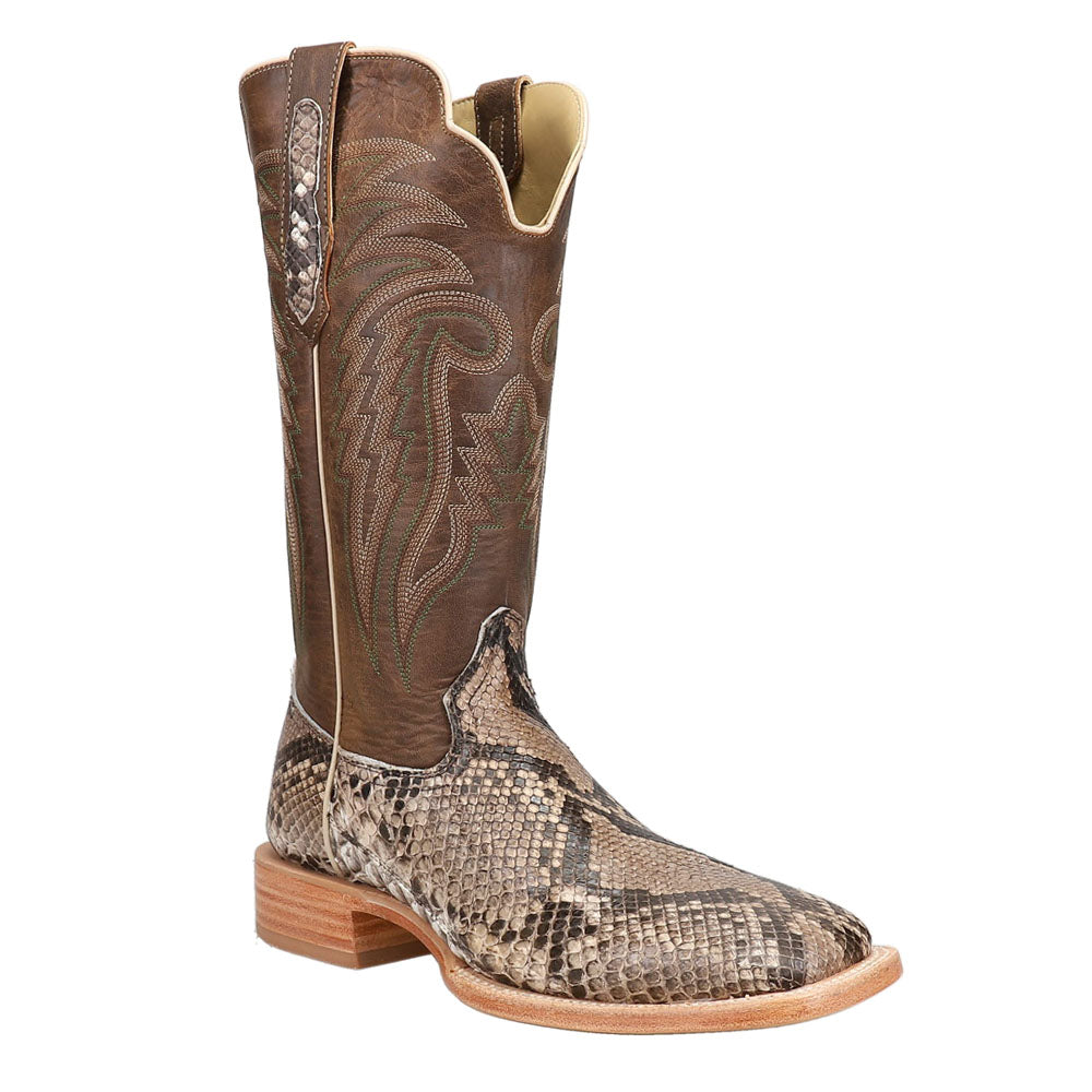 Shop Brown Mens R. Watson Boots Python Embroidered Square Toe