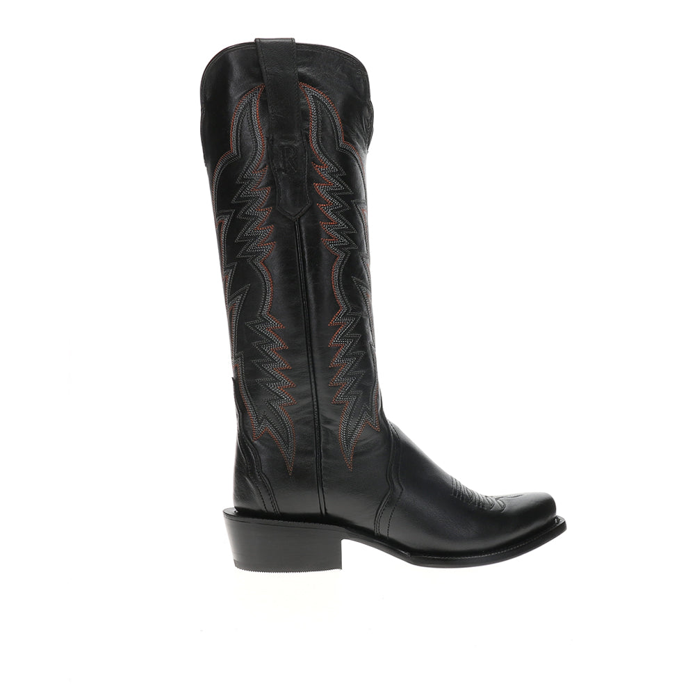 Shop Black Womens 14 Inch Goat Embroidered Narrow Square Toe Pull