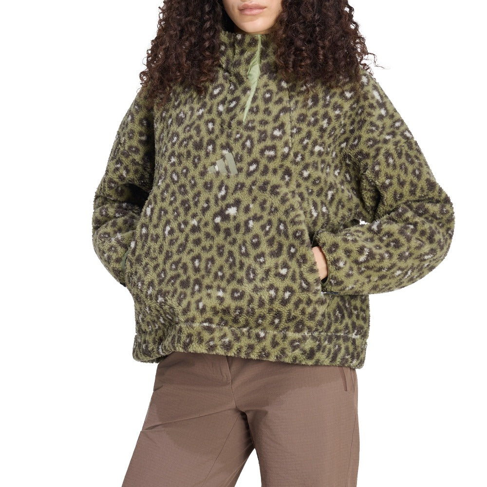Shop Green Womens Terrex Xploric Climawarm High Pile Snap Pullover