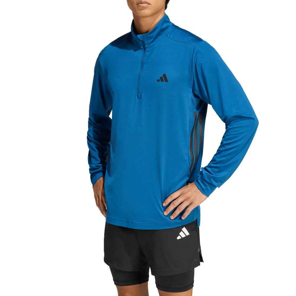 フルシアンテ Shop Blue Mens Tech Essentials Workout 1/4 Zip Long Sleeve T-Shirt