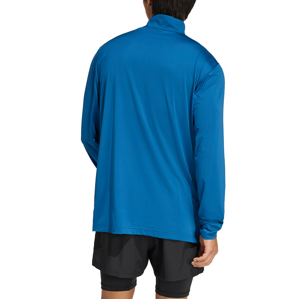Shop Blue Mens Tech Essentials Workout 1/4 Zip Long Sleeve T-Shirt