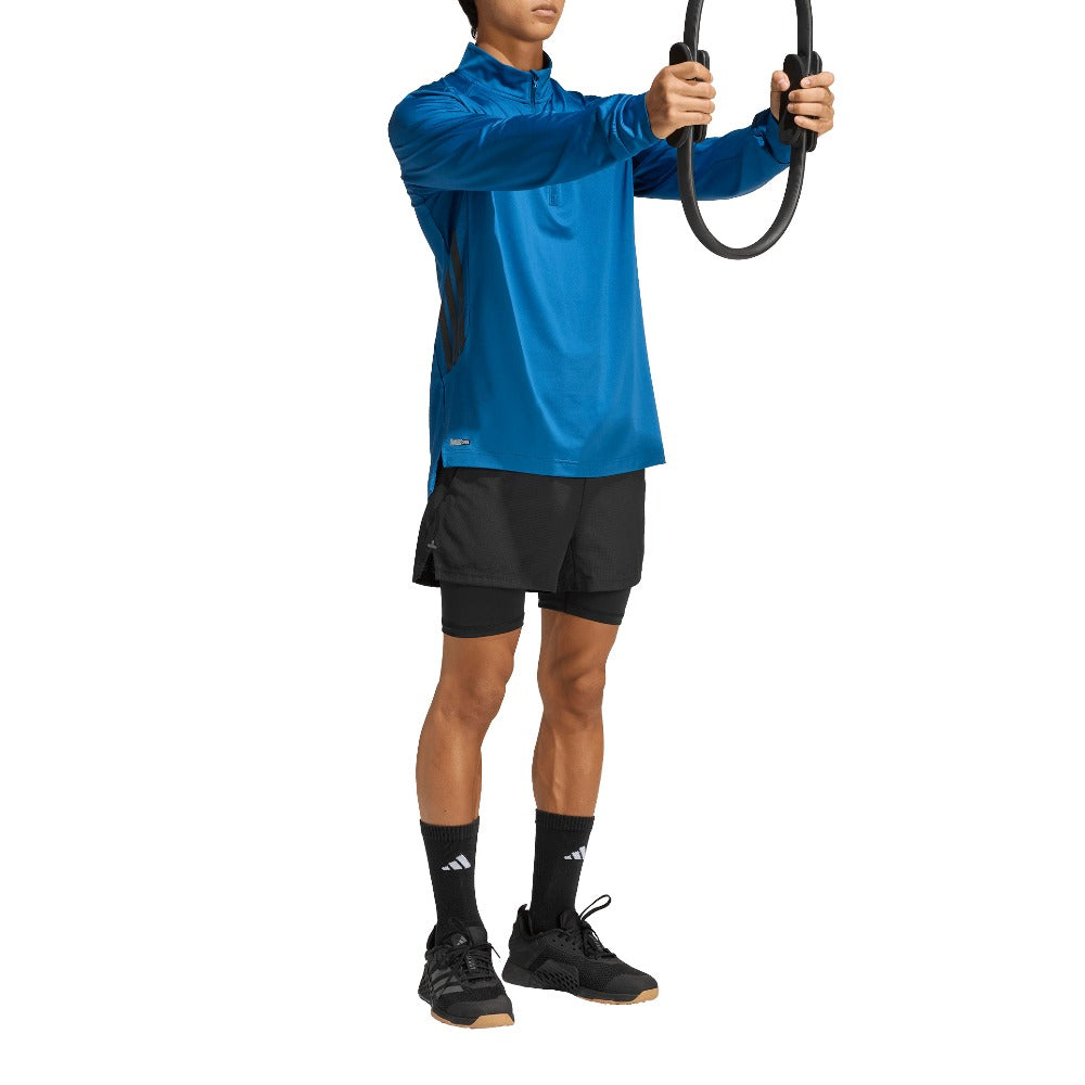   ウェア Shop Blue Mens Tech Essentials Workout 1/4 Zip Long Sleeve T-Shirt