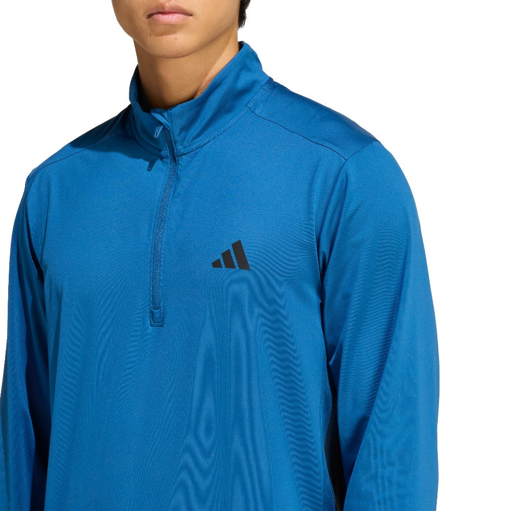 Shop Blue Mens Tech Essentials Workout 1/4 Zip Long Sleeve T-Shirt