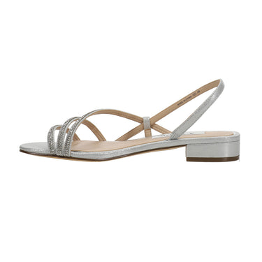 ladies silver dress sandals Shop Silver Womens Nina Skylee Low Heel Metallic Dress Wedding Sandals – Shoebacca