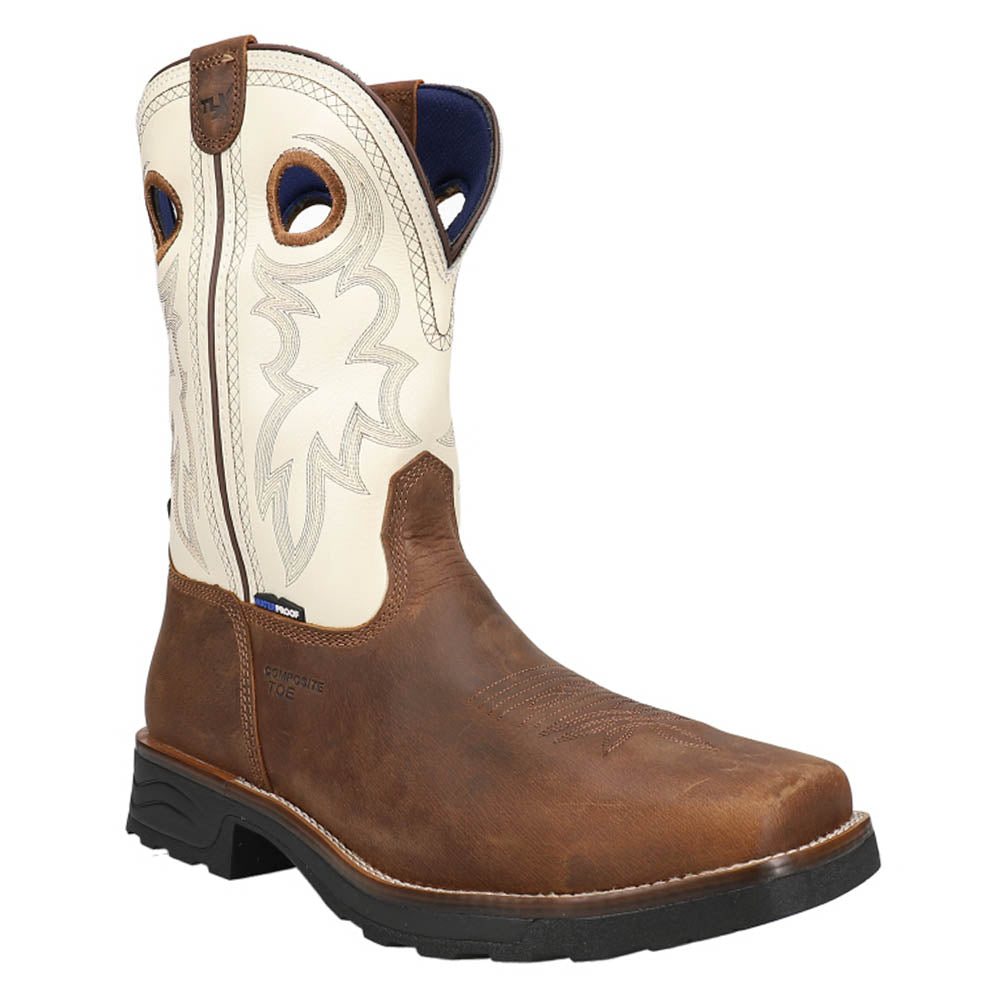 Shop Brown, White Mens Tony Lama Fireball 11 Inch Waterproof Composite ...